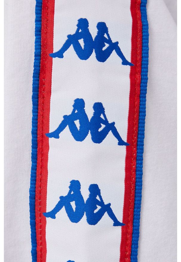 Kappa t-shirt bawełniany kolor biały. Okazja: na co dzień. Kolor: biały. Materiał: bawełna. Wzór: aplikacja. Styl: casual