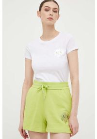 Armani Exchange t-shirt bawełniany kolor biały. Okazja: na co dzień. Kolor: biały. Materiał: bawełna. Wzór: aplikacja. Styl: casual, klasyczny #2