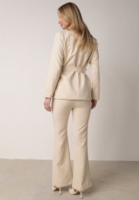 Born2be - Beżowy Komplet Garniturowy Marynarka z Wiązanym Paskiem i Spodnie Falloria. Kolor: beżowy #7