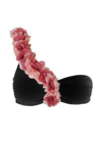 LA REVECHE - Czarny top od bikini Adele. Kolor: czarny. Wzór: kwiaty, aplikacja