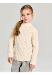 Sinsay - Sweter warkoczowy z półgolfem - kremowy. Kolor: kremowy #1