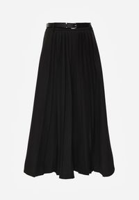 Renee - Czarna Rozkloszowana Spódnica z Wiskozy z Dodatkowym Paskiem z Klamrą Lowedina. Kolor: czarny. Materiał: wiskoza. Długość: krótkie #2