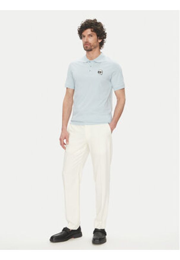 Karl Lagerfeld - KARL LAGERFELD Polo 745710 552224 Błękitny Regular Fit. Typ kołnierza: polo. Kolor: niebieski. Materiał: bawełna
