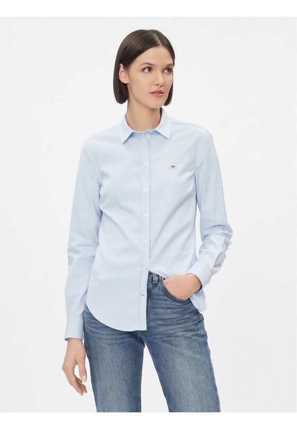 GANT - Gant Koszula Slim Stretch Oxford 4300141 Niebieski Slim Fit. Kolor: niebieski. Materiał: bawełna