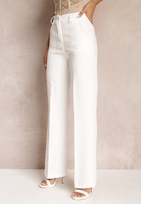 Renee - Białe Spodnie w Kant w Garniturowym Stylu High Waist Jaessa. Stan: podwyższony. Kolor: biały. Styl: elegancki #4