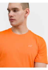 4f - T-shirt regular gładki męski. Kolor: pomarańczowy. Materiał: bawełna. Wzór: gładki #2