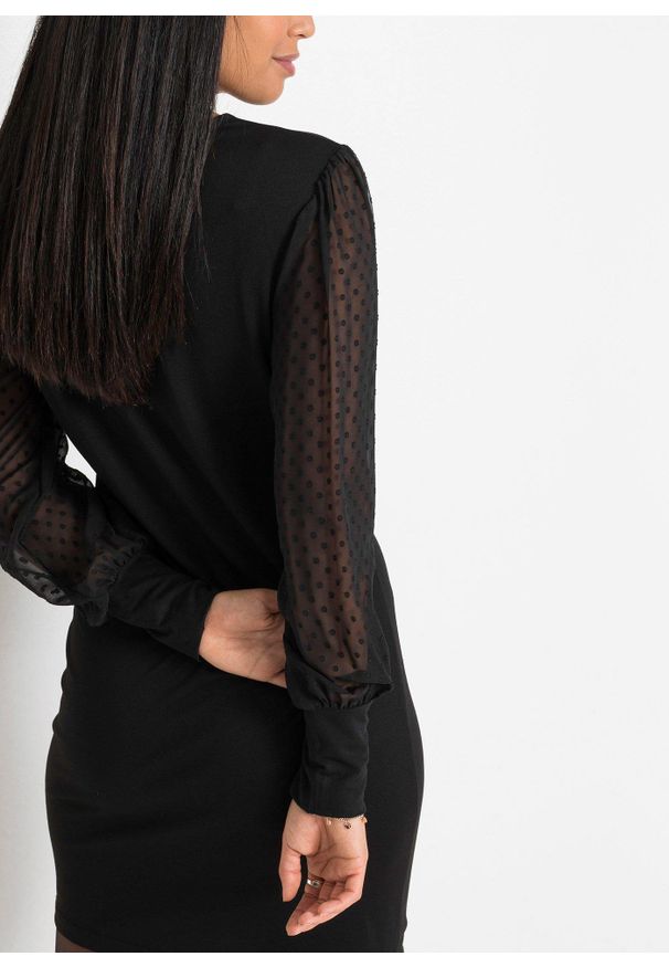 bonprix - Sukienka z dżerseju, z mieszanki wiskozy. Kolor: czarny. Materiał: jersey, wiskoza, szyfon. Styl: elegancki