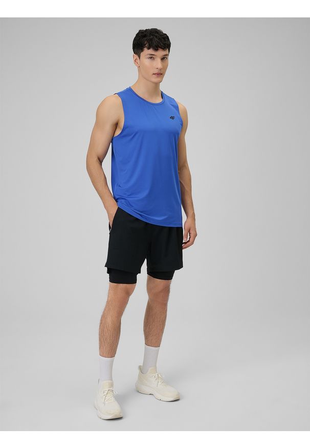 4f - 4F Koszulka treningowa regular szybkoschnąca męska - niebieska S. Kolor: niebieski. Długość rękawa: bez rękawów. Sport: fitness