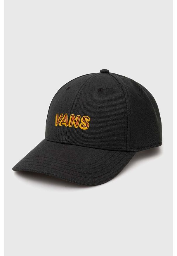 Vans czapka z domieszką wełny kolor szary z aplikacją. Kolor: szary. Materiał: wełna. Wzór: aplikacja