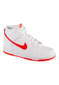 Nike - Buty sportowe Sneakersy dziewczęce, Dunk High Gs. Kolor: biały. Materiał: guma, tkanina, materiał, skóra, syntetyk. Sport: turystyka piesza #1