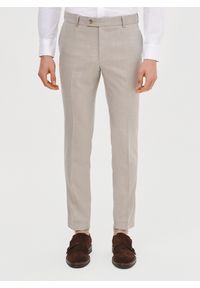 Pako Lorente - PAKO LORENTE – Spodnie garniturowe w kolorze beżowym. Kolor: beżowy. Materiał: wiskoza, poliester, elastan. Wzór: gładki. Styl: elegancki