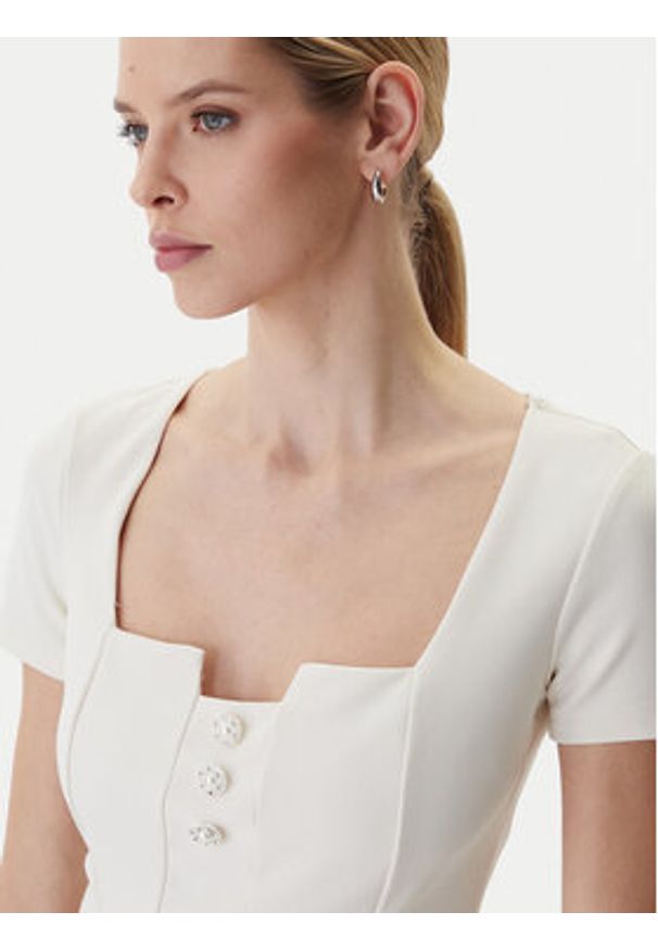 Guess Bluzka W6RP08 KCBO2 Écru Classic Fit. Materiał: syntetyk