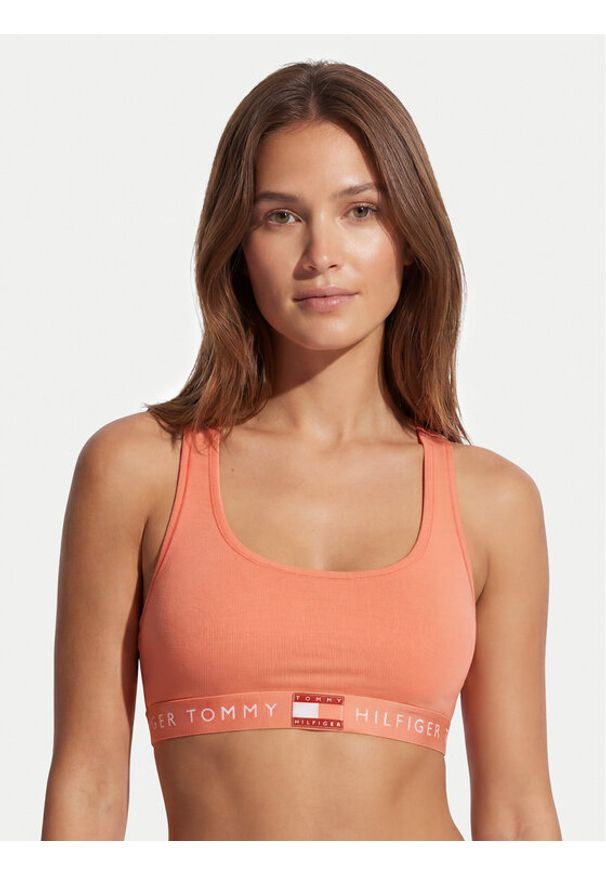 TOMMY HILFIGER - Tommy Hilfiger Biustonosz top Heritage Logo Underband Racerback Bralette UW0UW06221 Pomarańczowy. Kolor: pomarańczowy. Materiał: bawełna