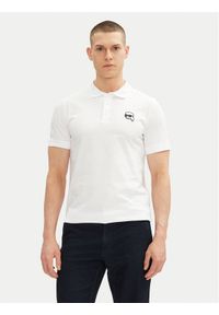 Karl Lagerfeld - KARL LAGERFELD Polo 745710 500224 Biały Regular Fit. Typ kołnierza: polo. Kolor: biały. Materiał: bawełna