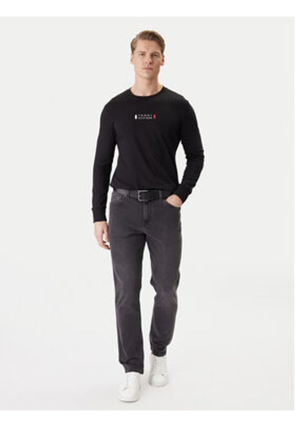 TOMMY HILFIGER - Tommy Hilfiger Longsleeve Brand Love Ls Tee MW0MW41454 Czarny Slim Fit. Kolor: czarny. Materiał: bawełna. Długość rękawa: długi rękaw
