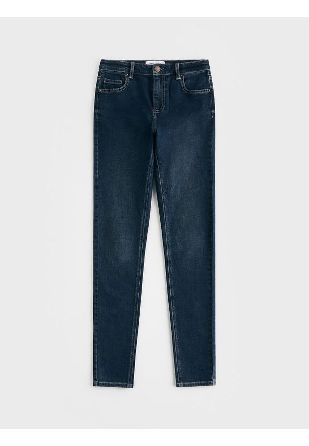 Reserved - Jeansy slim z dłuższą nogawką - granatowy. Kolor: niebieski. Długość: długie