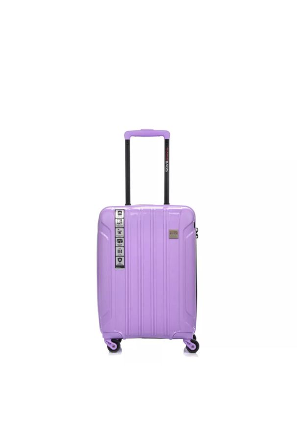 SWISSBAGS - Walizka na kółkach SwissBags Tourist fioletowa - mała 40 l. Kolor: fioletowy. Materiał: materiał. Wzór: napisy. Styl: klasyczny, elegancki