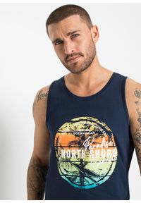 bonprix - Tank top (2 szt.). Kolor: niebieski. Wzór: nadruk. Sezon: lato