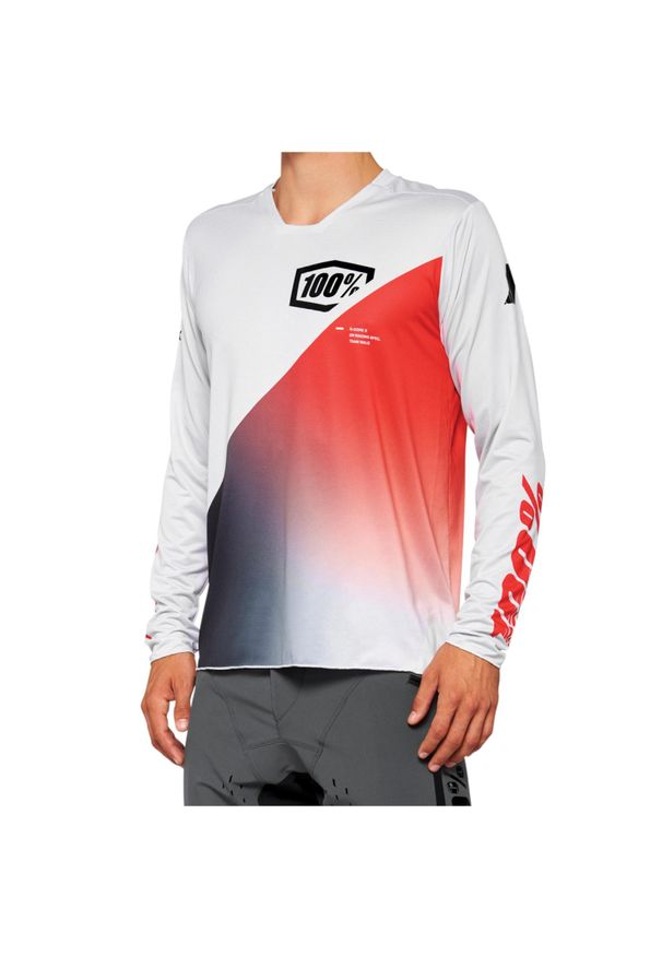 Dżersej z długim rękawem 100% r-core-x. Kolor: szary, czerwony, wielokolorowy. Materiał: jersey. Długość rękawa: długi rękaw. Długość: długie. Sport: kolarstwo