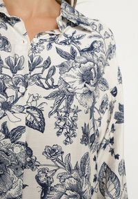 Born2be - Niebieska Wiskozowa Sukienka Koszulowa w Kwiaty Varvesa. Okazja: na co dzień. Typ kołnierza: kołnierzyk klasyczny. Kolor: niebieski. Materiał: wiskoza. Długość rękawa: długi rękaw. Wzór: kwiaty. Typ sukienki: koszulowe. Styl: klasyczny, casual, elegancki #5