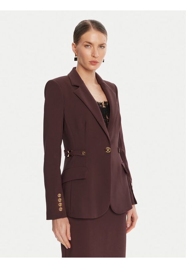 Elisabetta Franchi Marynarka GI-175-56E2 Bordowy Regular Fit. Kolor: czerwony. Materiał: syntetyk