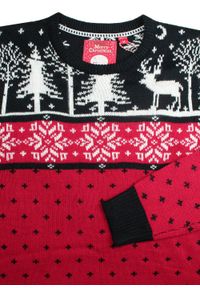 Czerwony, Świąteczny Sweter w Norweski Wzór - Brave Soul. Kolor: czerwony. Materiał: akryl. Styl: wizytowy