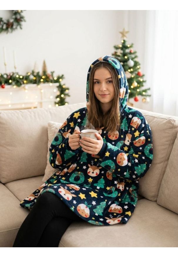 Sinsay - Snoodie świąteczne - niebieski. Kolor: niebieski