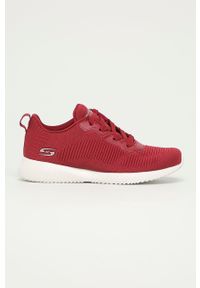 skechers - Skechers Buty kolor czerwony na płaskiej podeszwie. Nosek buta: okrągły. Kolor: czerwony. Materiał: guma. Obcas: na płaskiej podeszwie