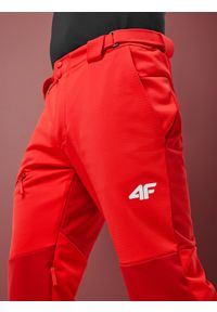 4f - Spodnie funkcyjne softshell membrana 20000 męskie - czerwone. Kolor: czerwony. Materiał: softshell. Sezon: zima. Sport: narciarstwo, wspinaczka