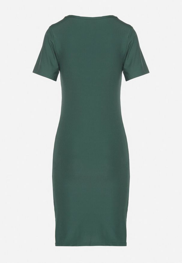 Born2be - Zielona Casualowa Sukienka z Bawełną Lumelisse. Okazja: na co dzień. Kolor: zielony. Materiał: bawełna. Typ sukienki: proste. Styl: casual