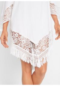 bonprix - Tunika plażowa z koronką, z wiskozy. Okazja: na plażę. Kolor: biały. Materiał: wiskoza, koronka. Wzór: koronka #3