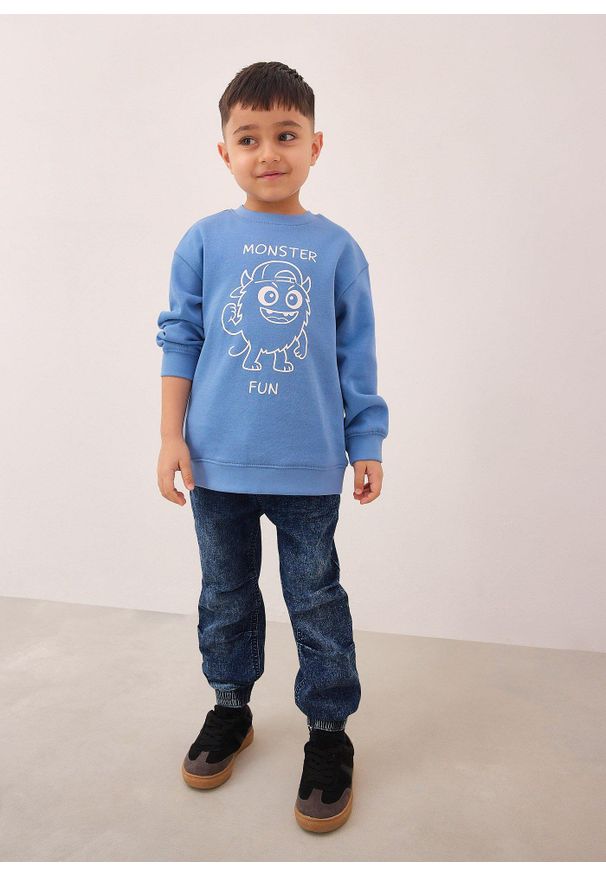 bonprix - Bluza z czystej bawełny organicznej. Kolor: niebieski. Materiał: bawełna