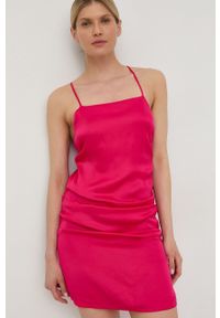 Birgitte Herskind sukienka kolor różowy mini dopasowana. Kolor: różowy. Materiał: guma, tkanina. Długość rękawa: na ramiączkach. Typ sukienki: dopasowane. Długość: mini