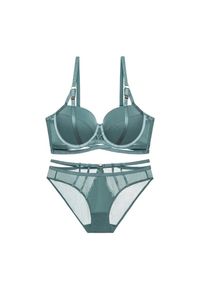 Intica - Biustonosz push-up z figami na co dzień i specjalne okazje Priscella. Kolor: niebieski. Materiał: materiał, skóra