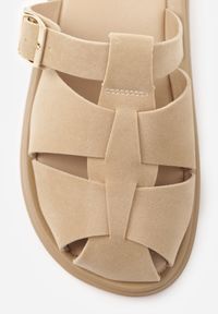Born2be - Beżowe Klapki z Paskami i Kwadratową Sprzączką Olyndar. Okazja: na co dzień. Kolor: beżowy. Materiał: jeans. Sezon: lato. Styl: casual #8