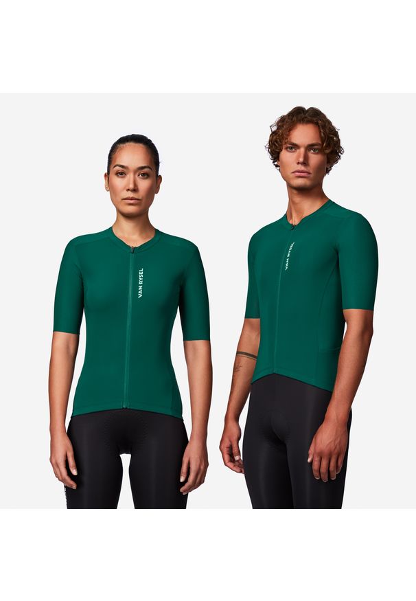 VAN RYSEL - Koszulka rowerowa szosowa Van Rysel RCR-R 2. Kolor: zielony. Materiał: poliester, materiał, elastan. Sport: kolarstwo