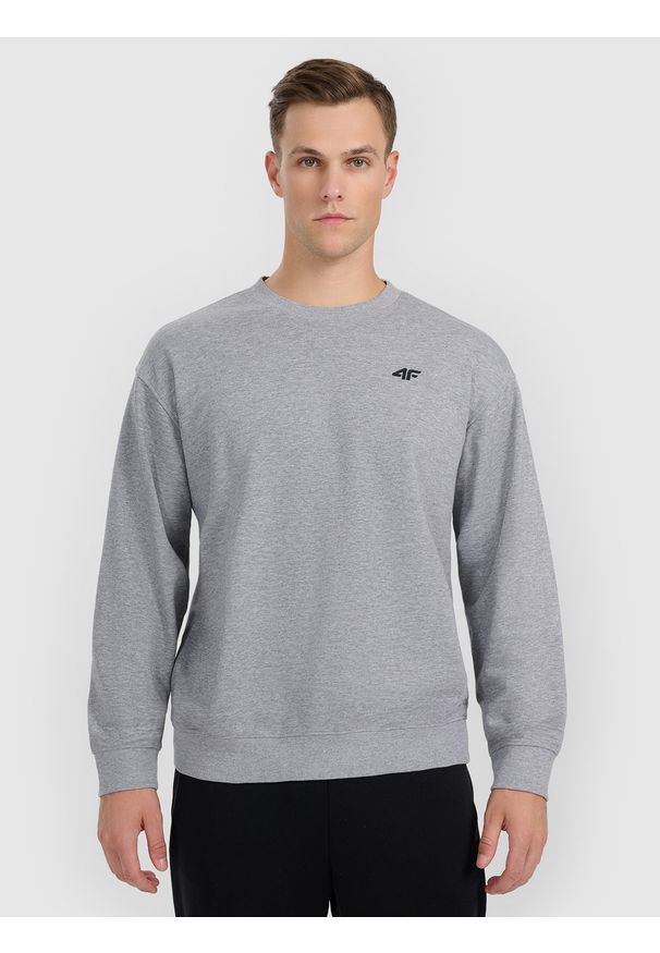 4f - 4F Bluza dresowa nierozpinana bez kaptura męska - szara XXL. Okazja: na co dzień. Typ kołnierza: bez kaptura. Kolor: szary. Materiał: dresówka. Styl: casual