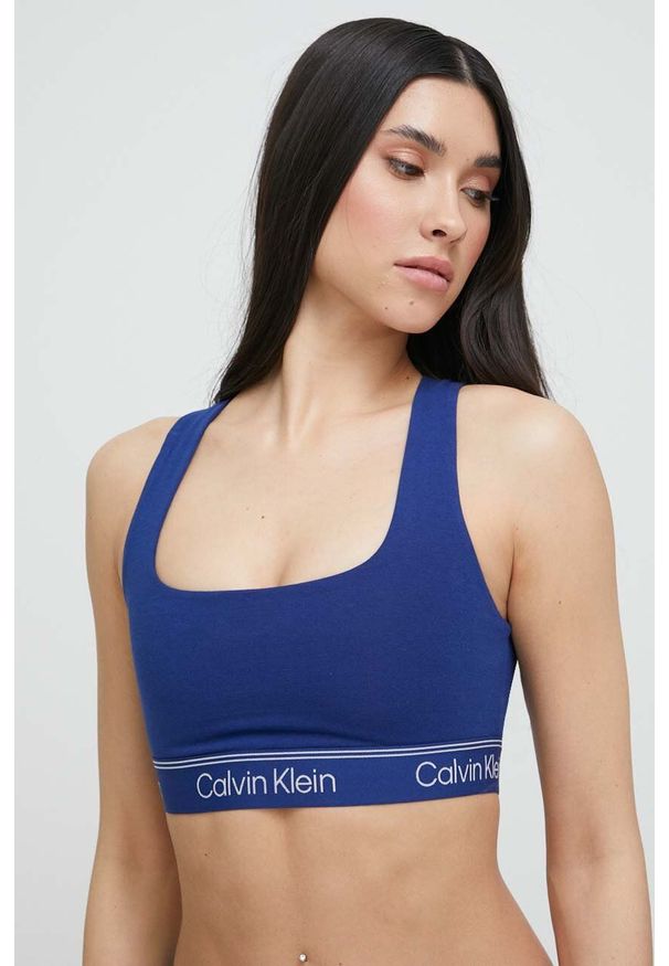 Calvin Klein Underwear biustonosz kolor niebieski wzorzysty. Kolor: niebieski. Materiał: dzianina. Rodzaj stanika: odpinane ramiączka