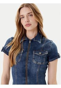 Guess Sukienka jeansowa W5YK71 D4H1D Niebieski Regular Fit. Kolor: niebieski. Materiał: bawełna #4