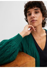 bonprix - Długi kardigan. Kolor: zielony. Materiał: dzianina. Długość: długie #3