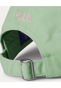 Ralph Lauren - RALPH LAUREN - Zielona czapka z daszkiem i logo. Kolor: zielony. Materiał: bawełna. Wzór: napisy