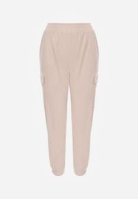 Renee - Beżowe Spodnie Typu Cargo High Waist Worseli. Okazja: na co dzień. Stan: podwyższony. Kolor: beżowy. Styl: elegancki, casual #2