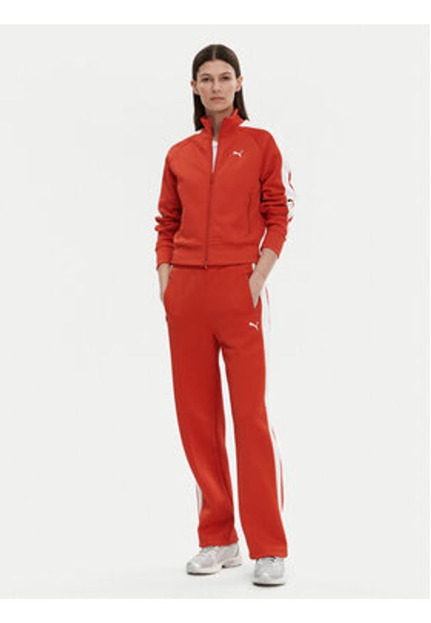 Puma Spodnie dresowe T7 Always On 629797 Czerwony Straight Fit. Kolor: czerwony. Materiał: bawełna