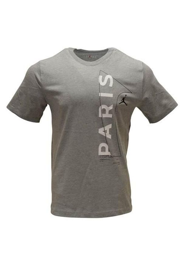 Koszulka treningowa męska Nike Air Jordan Paris Saintgermain. Kolor: szary. Długość rękawa: krótki rękaw. Długość: krótkie. Sport: bieganie