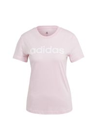 Adidas - T-shirt damski z logo adidas Essentials. Kolor: różowy, biały, wielokolorowy. Sport: taniec, joga i pilates