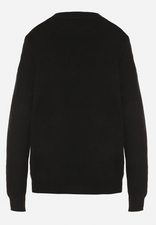 Born2be - Czarny Casualowy Sweter z Wełną i Bawełną Nedalla. Okazja: na co dzień. Kolor: czarny. Materiał: wełna, bawełna. Długość rękawa: długi rękaw. Długość: długie. Styl: casual