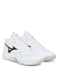 Mizuno Buty halowe Wave Momentum Pro Mid V1GA2545 Biały. Kolor: biały. Materiał: skóra. Model: Mizuno Wave #3