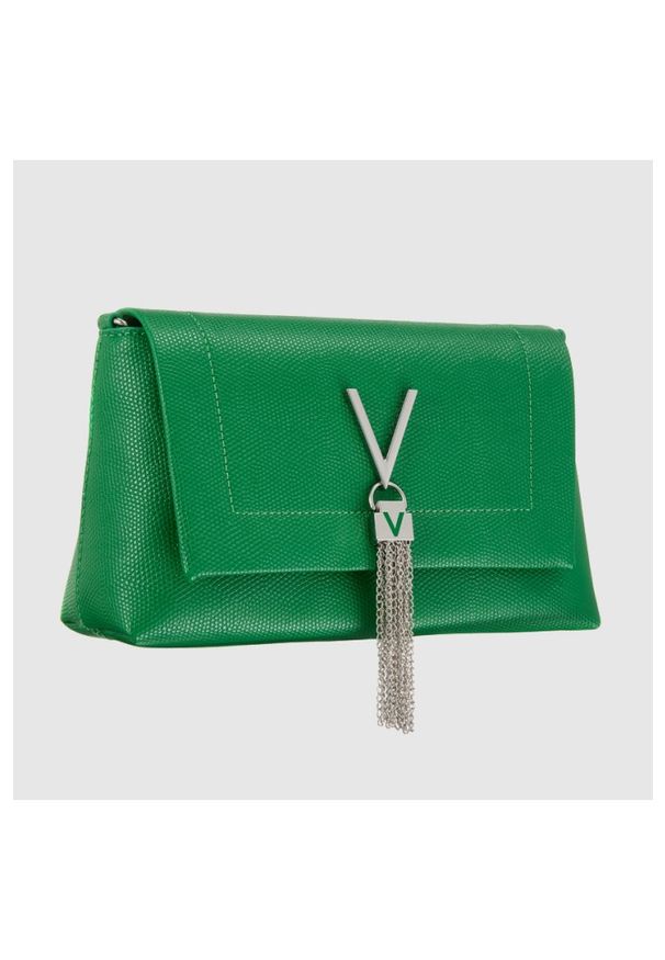 Valentino by Mario Valentino - VALENTINO Zielona torebka z ozdobnym V oceania re satchel. Kolor: zielony. Materiał: skórzane