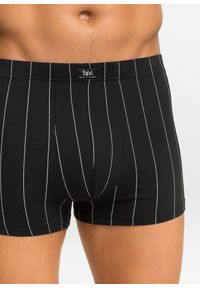 bonprix - Bokserki o dopasowanym kroju z bawełną (3 pary). Kolor: czarny. Materiał: bawełna. Wzór: gładki, paski #3