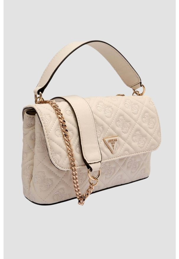Guess - GUESS Biała kopertówka damska Adelasia Cnvrtble. Kolor: biały. Materiał: skórzane. Rodzaj torebki: na ramię